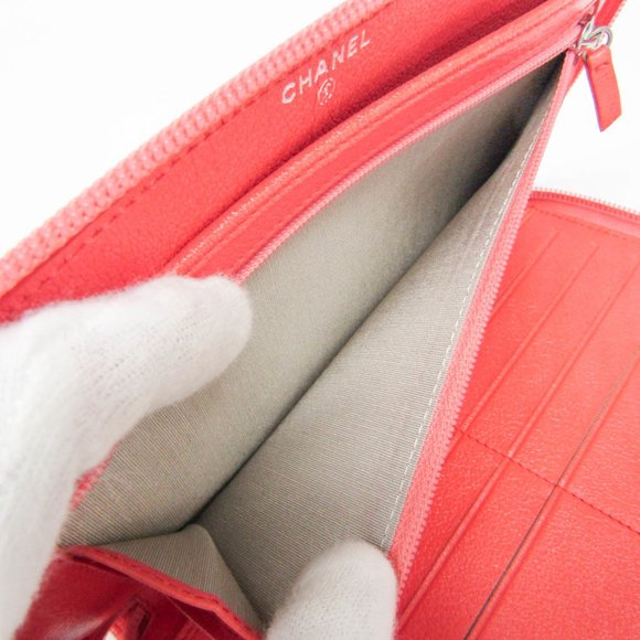 CHANEL Leather Long Wallet (Bi-Fold) in Coral Pink - Picture 8 of 11